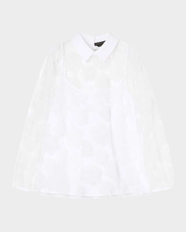 Plus Size Godezia Embroidered Sheer Lace Blouse